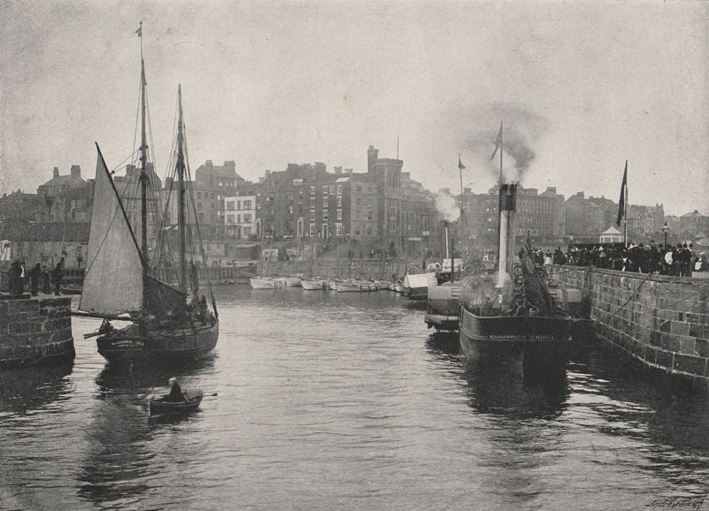 BRIDLINGTON QUAY. The Harbour. Steam & sailing boats. Yorkshire 1900 old print